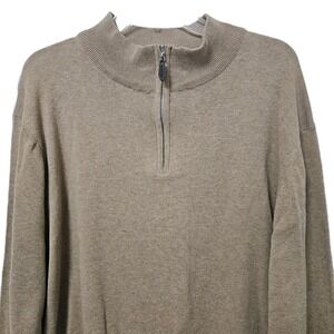 Pro Tour Quarter Zip Sweater Men's Medium Tan Mock Neck Cotton Golf Preppy NWT